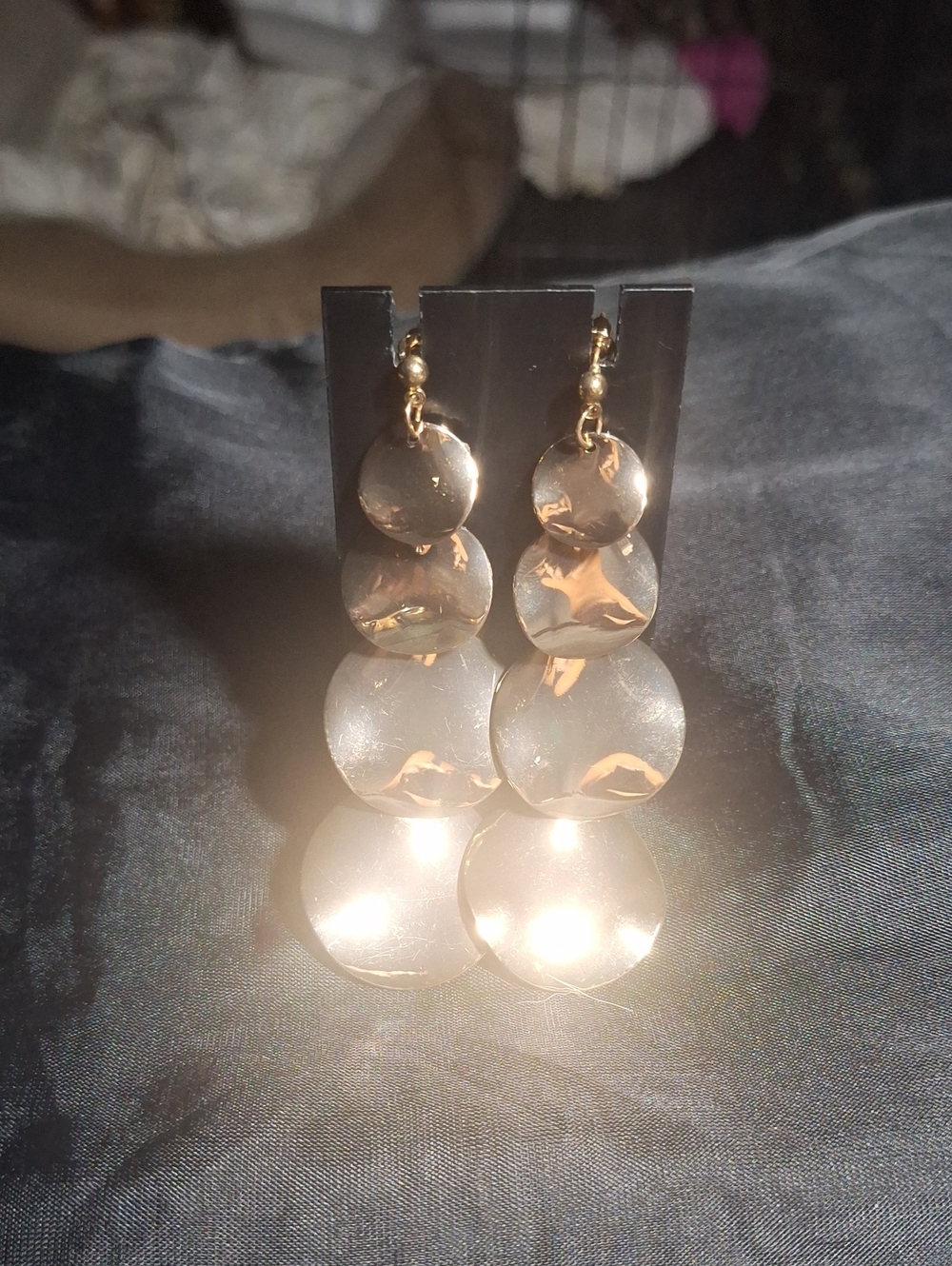 Gold-Tone Triple Disk Drop Earrings - Women Jewelry
